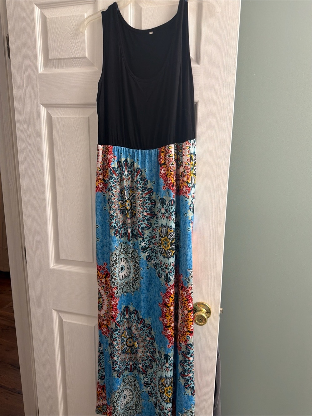 Source Unknown Black & Blue Floral Medallion Maxi Dress